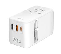 LogiLink PA0357 - Bloc d'alimentation de voyage universel avec 10 types de prises pour > 200 pays, 70 W et PD (PowerDelivery) & QuickCharge, 3 x ports USB, ignifuge