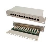LogiLink Patch Panel Desktop - Tableau de connexions - CAT 6 - STP - RJ-45 X 12 - gris, RAL 7035 - 10