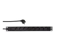 LogiLink Unité de distribution d'énergie PDU8C02 — 8 sorties CA, 1U, Noir
