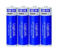 LogiLink Pile AA Mignon 1,5 V (Blister de 4), Ultra Power Alcaline LR6, pour Plusieurs appareils tels Que Les télécommandes, Les Jouets, détecteur de fumée, etc.