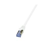 LogiLink PrimeLine Câble Réseau Cat.7 S/FTP 0.5m Blanc - Connecteurs RJ-45 Plaqué Or, LSZH, AWG 26/7, Fréquence 600MHz