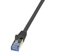 LogiLink CQ3013S RJ45 Câble réseau, câble patch CAT 6a S/FTP 0.25 m noir ignifuge, avec cliquet d'encastrement