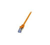 LogiLink CQ3018S RJ45 Câble réseau, câble patch CAT 6a S/FTP 0.25 m orange ignifuge, avec cliquet d'encastrement