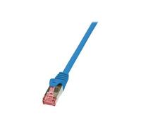 LogiLink Câble réseau RJ45 CQ2096S – CAT6 S/FTP 10 m Bleu ignifuge, cliquet d'encastrement