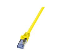 LogiLink CQ3017S RJ45 Câble réseau, câble patch CAT 6a S/FTP 0.25 m jaune ignifuge, avec cliquet d'encastrement