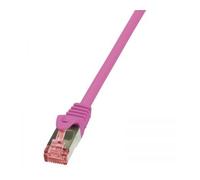 PrimeLine - Cordon de raccordement - RJ-45 (M) pour RJ-45 (M) - 50 cm - SFTP, PiMF - CAT 6 - sans halogène - rose