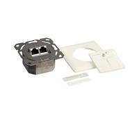 LogiLink - Prise à montage encastré - montable sur mur - CAT 6a - STP - RJ-45 X 2 - blanc pur, RAL 9010