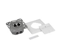 LogiLink Prise réseau Cat.6A UP 2 x RJ45 blindée, Blanc de Signal, Alimentation Verticale de câble