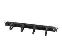 LogiLink Panneau de gestion de câbles OR106B 19" avec 4 étriers en acier et barrette de brosse noir
