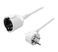 LogiLink Rallonge de câble d'alimentation LPS101 CEE 7/7 (M vers F) 3 m 250 V 16 A 90° G Blanc