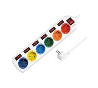 LOGILINK REGLETA DE ENCHUFES 6 Tomas, 6XCEE 7/3, W. 7 INTERRUPTORES, COLORIDOS