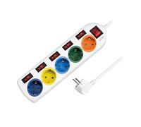 LOGILINK REGLETA DE ENCHUFES DE 5 Tomas, 5XCEE 7/3, W. 6INTERRUPTORES, COLORIDOS