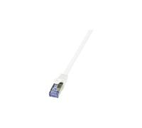 LogiLink CQ4011S RJ45 Câble réseau, câble patch CAT 6a S/FTP 0.25 m blanc contacts dorés, ignifuge, avec cliquet d'encastrement