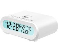 LogiLink SC0121W Radio-réveil FM USB touche sensitive, fonction réveil blanc