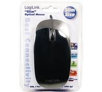 LogiLink Slim - Souris - droitiers et gauchers - optique - 3 boutons - filaire - USB - noir G