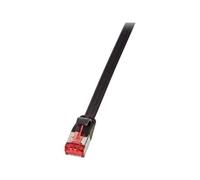 LogiLink SlimLine - Cordon de raccordement - RJ-45 (M) pour RJ-45 (M) - 1 m - U/FTP, PiMF - CAT 6a - moulé, sans crochet, plat - noir