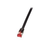LogiLink SlimLine - Cordon de raccordement - RJ-45 (M) pour RJ-45 (M) - 10 m - U/FTP, PiMF - CAT 6a - moulé, sans crochet, plat - noir