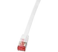 LogiLink SlimLine - Cordon de raccordement - RJ-45 (M) pour RJ-45 (M) - 15 m - U/FTP, PiMF - CAT 6 - moulé, sans crochet, plat - blanc