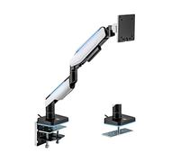 LogiLink Support pour écran de 17 à 49" avec Ressort à gaz, Montage par Serrage de Table ou Trou de Table, capacité de Charge jusqu'à 20 kg, conçu pour Les Joueurs avec Effet d'éclairage intégré