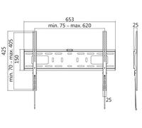 LogiLink Low Profile - Support - pour écran plat - acier pressé à froid solide - Taille d'écran : 37"-70" - montable sur mur
