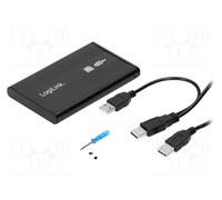 LogiLink UA0041B Boîtier de disques de stockage Noir 2.5 Alimenté par port USB