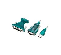 LogiLink UA0042B Convertisseur/Répéteur USB 2.0 vers RS-232, Connecteurs USB Type-A/DB-9 Mâle/Mâle, Chipset PL2303GT, Compatible Windows/macOS