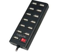 LogiLink UA0126 Hub USB 2.0 avec Commutateur On-Off 13 Ports 3,5 A Noir