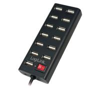 LogiLink UA0126 Hub USB 2.0 avec Commutateur On-Off 13 Ports 3,5 A Noir