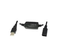 LogiLink UA0145 : Câble USB 2.0 Mâle/Mâle - USB A vers USB A, 15 mètres, Noir, Débit max. 480 Mbit/s (0.48 Gbit/s)