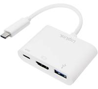 LogiLink UA0258 USB / HDMI Adaptateur [1x USB-C® mâle - 1x USB-C® femelle, HDMI femelle, USB 3.0 femelle type A] blanc 14.00 cm