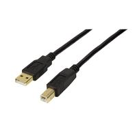 LogiLink Câble USB 2.0 UA0264 – USB A mâle vers USB B mâle, 10 m, noir, contacts dorés