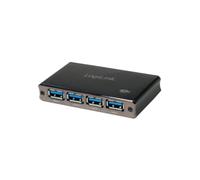 LogiLink UA0282 Hub USB 3.2 Gen 1 Aluminium Noir - 4 Ports Type-A, Micro-B, 5000 Mbit/s, Alimentation Secteur 5V 4A, Câble USB Inclus