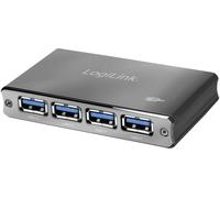 LogiLink UA0282 Hub USB 4 ports USB-A USB 3.0 5 GBit/s boîtier en aluminium, avec LEDs de statut gris sidéral UA0282