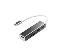 LogiLink UA0305 Station d'accueil USB 3.2 Gen 1 Type-C Aluminium, Lecteur Cartes SD/MicroSD, Hub USB 3.2 Gen 1 Type-A, Compatible Windows/macOS