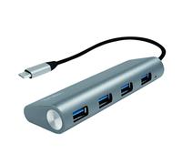 LogiLink UA0309 Hub USB 3.1 pour PC/Ordinateur Portable 4 Ports Boîtier en Aluminium Argent