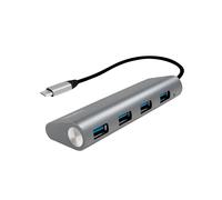 LogiLink UA0309 Hub USB 3.2 Gen 1 Type-C vers 4 Ports Type-A, 5000 Mbit/s, Gris, Compatible Windows, macOS, Linux, Android