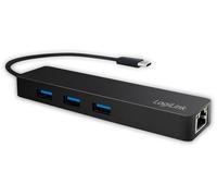 LogiLink UA0313 Hub USB 3.0 Slim Noir 3 Ports + Gigabit LAN
