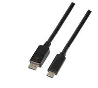 LogiLink UA0336 Adaptateur Vidéo USB Type-C vers DisplayPort 1.2, 3m, 3840x2160 60Hz, Mâle/Mâle, Noir, AWG32. Résolution 4K UHD.