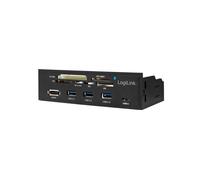 LogiLink UA0341 Lecteur de Cartes Mémoire Interne SATA 5.25" - CF, MS, MicroSD, SD, xD - 4x USB 3.2 Gen 1 - Noir - 148x78x42mm