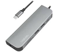 LogiLink UA0343 - Hub Multifonction USB-C™ avec 6 Extensions : 1 x HDMI/1 x USB-C PD (Power Delivery)/1 x Lecteur de Carte SD/2 x USB 3.2 Gen 1 x 1/1 x HDMI (4Kx2K @ 30Hz) pour Smartphone, Ordinateur