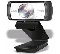 LogiLink UA0377 Webcam de conférence HD USB, Objectif Ultra Grand Angle 120°, Double Microphone avec réduction du Bruit, Mise au Point Manuelle, pour vidéoconférence et Streaming en Direct, Noir