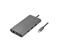 LogiLink UA0383 Station d'accueil USB 3.2 Gen 1 Type-C Argent, Power Delivery 100W, HDMI, VGA, Ethernet Gigabit, Lecteur Cartes SD/MicroSD