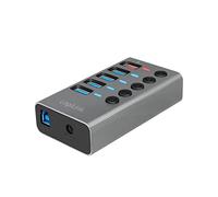 LogiLink UA0386 - Hub USB 3.2 Gen 1, 4 Ports + 1 Port de Charge Rapide, Interrupteur Marche/arrêt