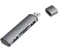 LogiLink UA0394 Hub USB 4 ports USB-A, SD, microSD USB 3.2 Gen2 10 GBit/s boîtier en aluminium, avec lecteur de carte SD intégré, avec LEDs de statut gris