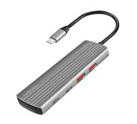 LogiLink UA0414 - Hub USB 3.2 Gen2 Ultra Fin, 2 Ports USB-A, 5 Ports USB-C, avec PD (Power Delivery), 100 W, Gris sidéral