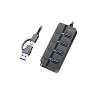 LogiLink UA0419 - Hub USB 3.2 Gen1 avec 4 Ports et Interrupteur Marche/arrêt (par Port)