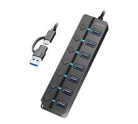 LogiLink UA0420 - Hub USB 3.2 Gen1 avec 7 Ports et Interrupteur Marche/arrêt (par Port)
