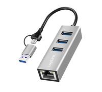 LogiLink UA0440 - Hub USB-C 3.2 Gen 1 vers Adaptateur Ethernet RJ45 5G avec 3 Ports USB-A supplémentaires