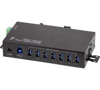 LogiLink UA0444 Hub USB 7 ports USB-A USB 3.0 5 GBit/s pour applications industrielles, boîtier métallique, pour montage mural