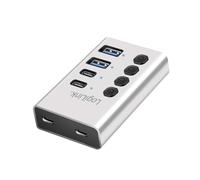 LogiLink UA0446 Hub USB 3.2 Gen1 avec 4 Ports et câble/Adaptateur, USB Type A et USB Type C, Interrupteur Marche/arrêt, Aluminium
